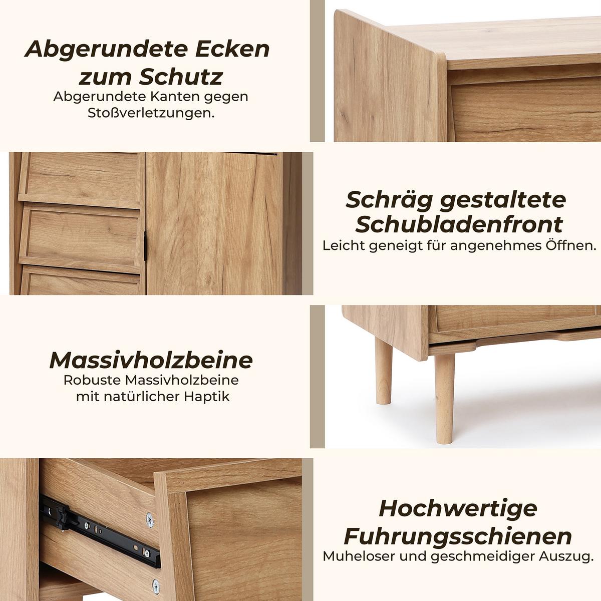 KOMMODE mit 3 Schubladen und Tür - Braun, Holz/Holzwerkstoff (80/74/39cm) - Hometopia