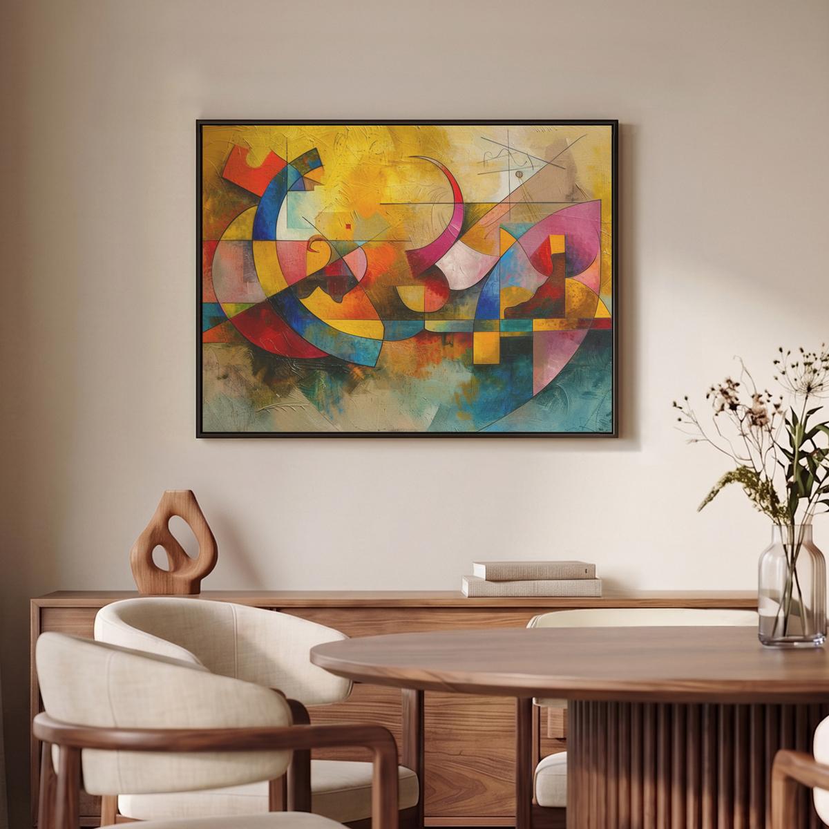 LEINWAND Bilder mit Rahmen - Kunst - Abstrakt - Modern - 70x50 - Gelb, Textil (70/50cm) - MuchoWow