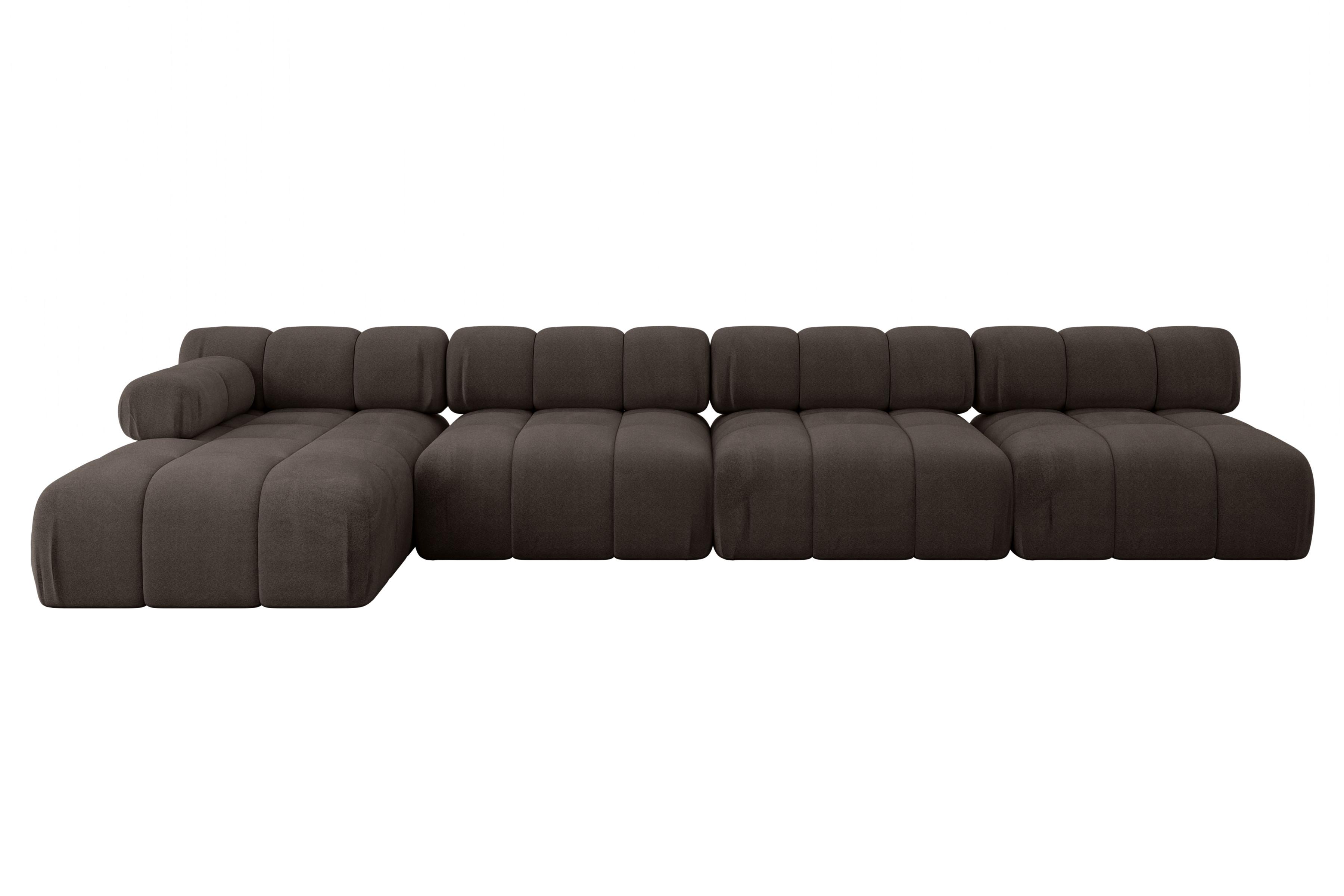ECKSOFA modulares Sofa Razon-L3 - 380x160x70 cm Braun Velours - Braun, Holzwerkstoff/Textil (380/160cm) - ALTDECOR