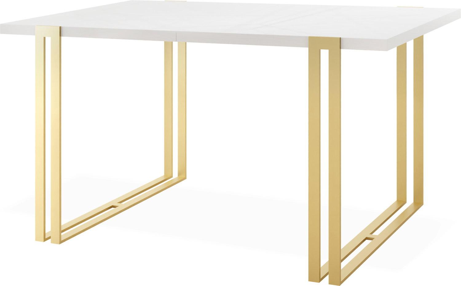 ESSTISCH Stella rechteckig ausziehbar, Weiß 120-220/80/76 cm - Goldfarben/Weiß, Holzwerkstoff/Metall (80/220/76cm) - WFL GROUP