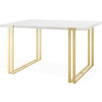 ESSTISCH Stella rechteckig ausziehbar, Weiß 120-220/80/76 cm - Goldfarben/Weiß, Holzwerkstoff/Metall (80/220/76cm) - WFL GROUP