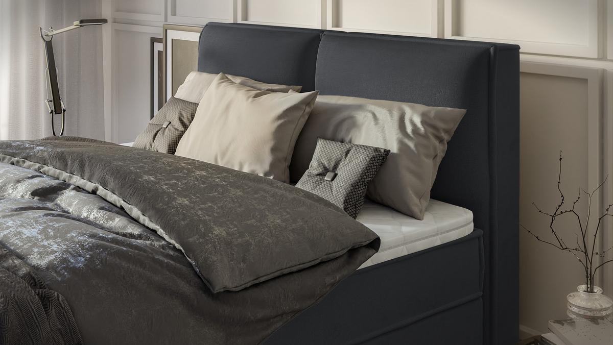 BOXBETT Eclipse 160/200 cm Graphit Luxusmicrofaser - Graphitfarben/Schwarz, Holz/Kunststoff (160/200cm) - S-Style Möbel