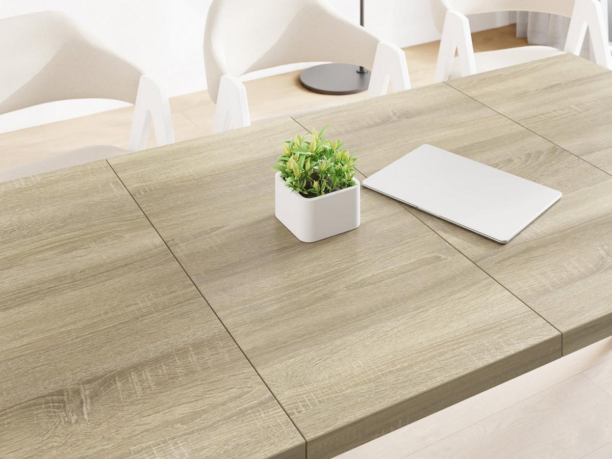ESSTISCH Quadro quadratischer ausziehbarer, Sonoma Eiche 100-200/100/76 cm - Schwarz/Sonoma Eiche, Holz/Holzwerkstoff (100/200/76cm) - WFL GROUP