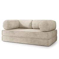 BETTSOFA ALVIO aus Schaumstoff Kordstoff Creme Schlaffunktion - Creme, Textil (170/68/80cm) - MASSENO