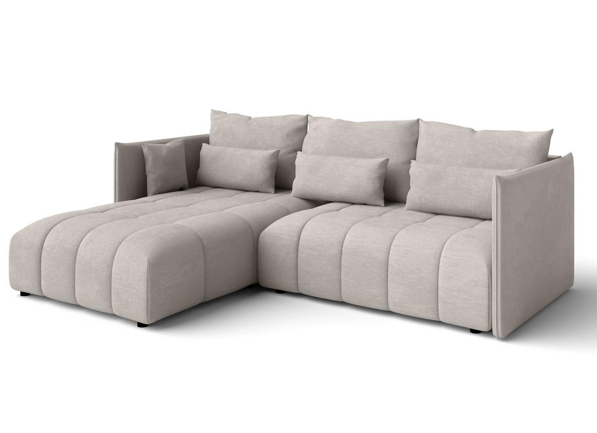 ECKSOFA L Form Gaziante Beige 248/180/83 cm – mit Bettkasten - Beige/Schwarz, Kunststoff/Textil (248/180cm) - AX Living