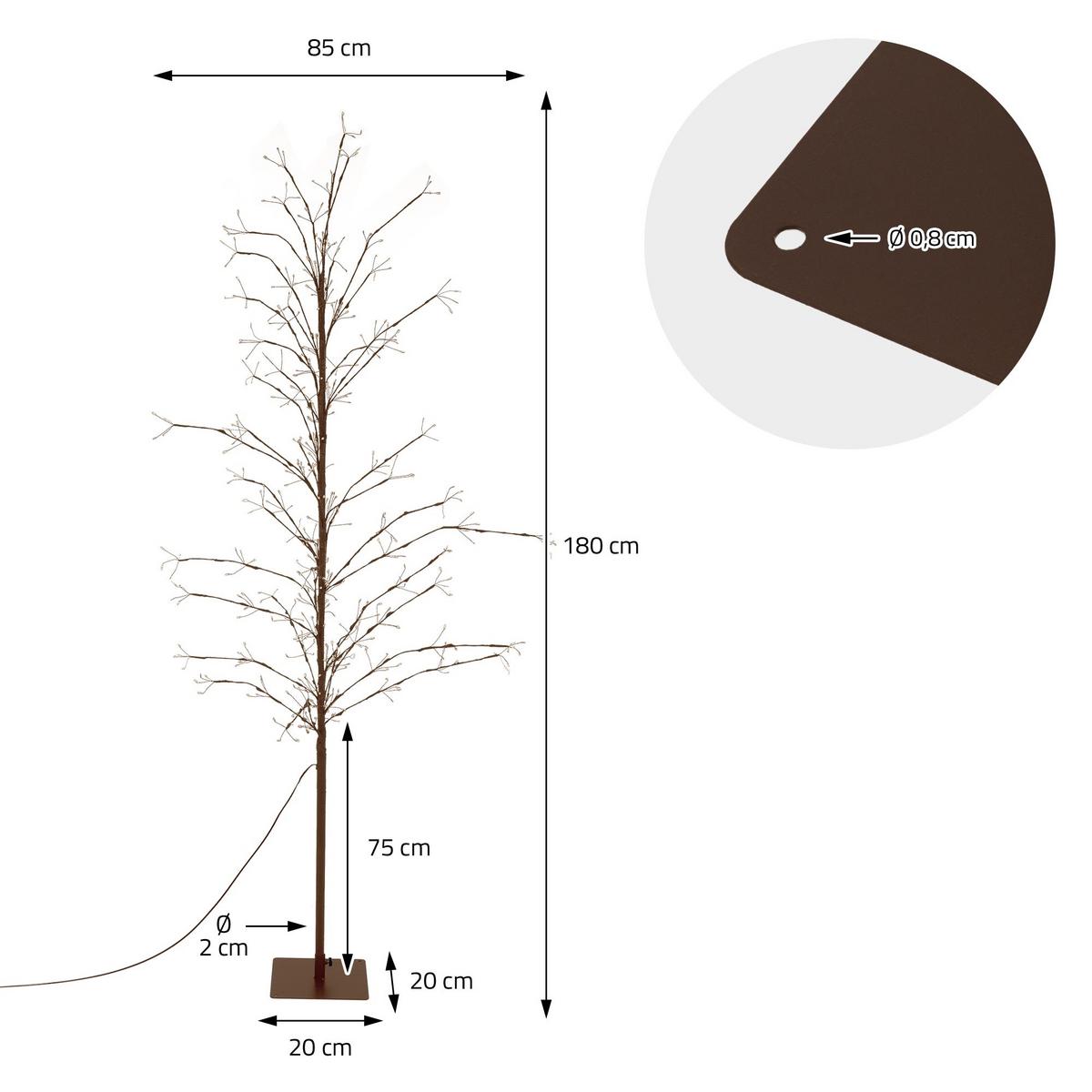 LED BAUM Outdoor Lichterbaum 180 cm Weihnachtsbeleuchtung Weihnachtsdeko 1170 LEDs Warmweiß Innen/Außen - Braun, Metall (85/180/85cm) - ECD-Germany