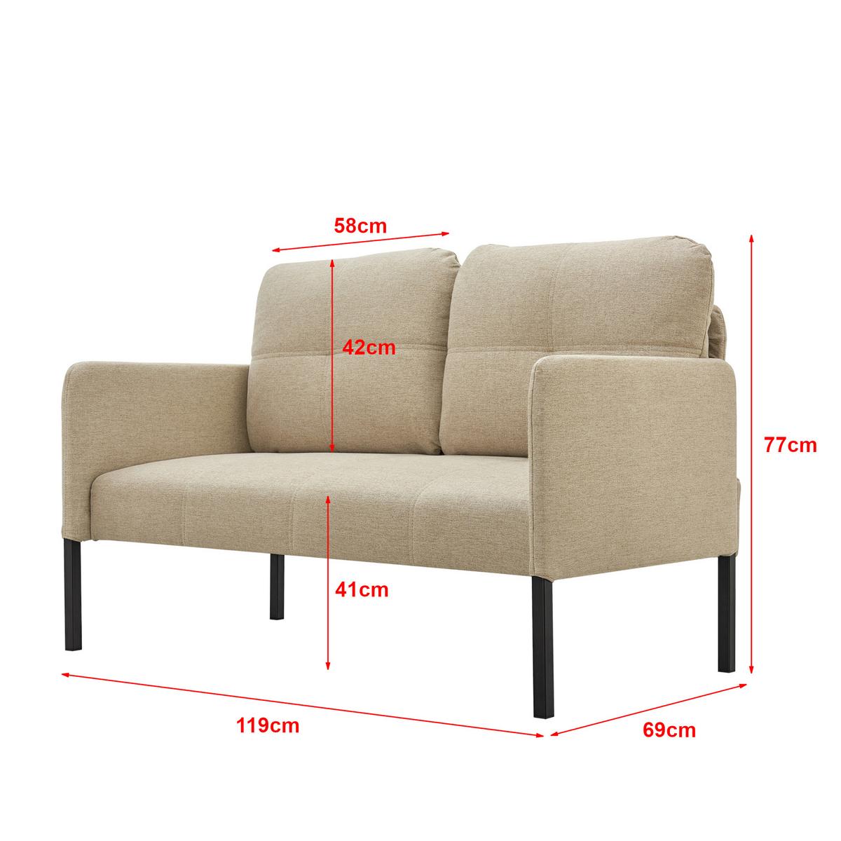 SOFA Reichling - Beige/Schwarz, Holz/Textil (119/77/69cm) - [en.casa]