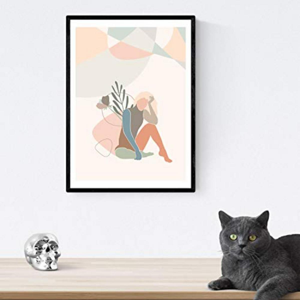 POSTER Set mit 4 Töne und Pastelldecke bildet weibliche Figuren A3 Rahmenlos - Klar, Papier (29.7/3cm) - Nacnic