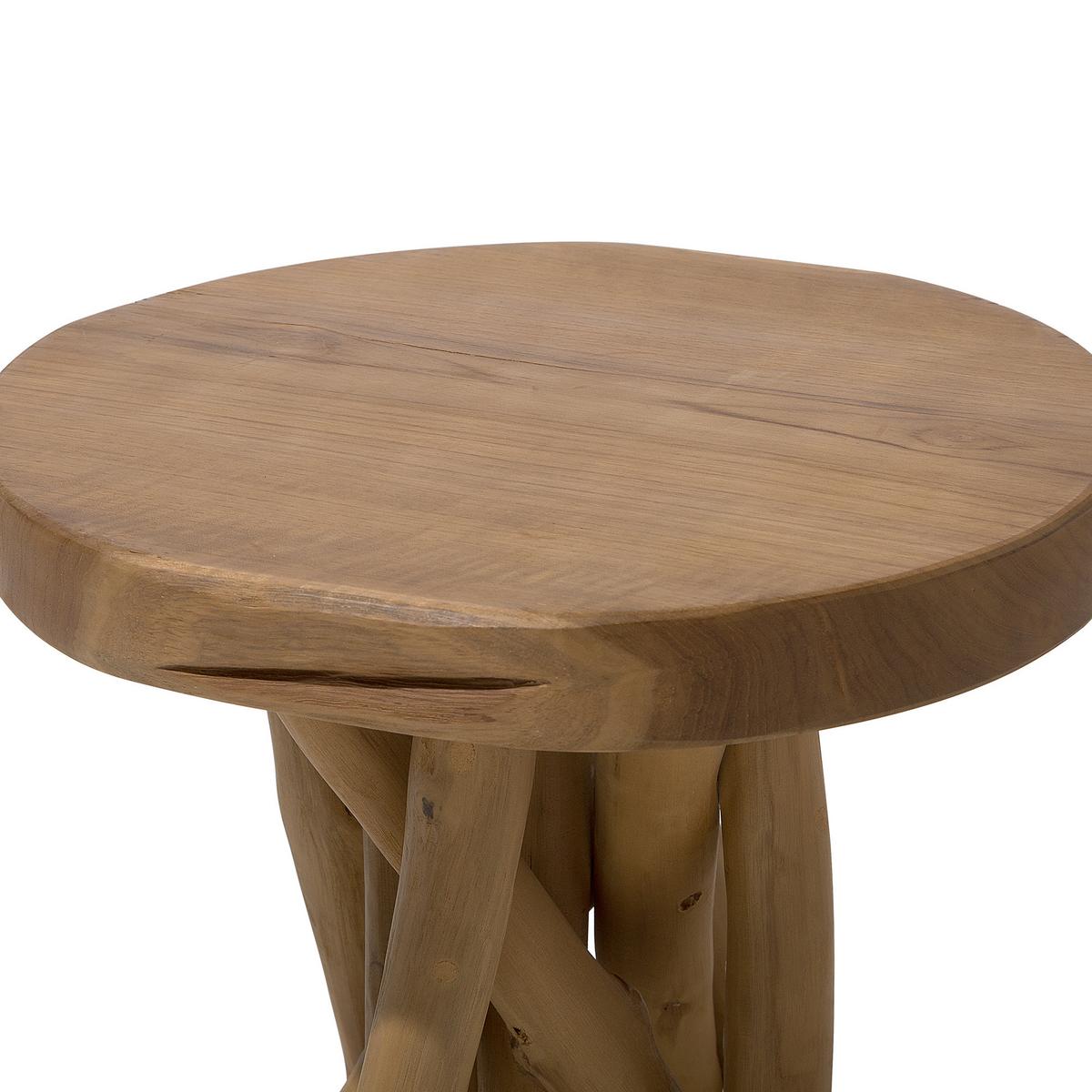 BEISTELLTISCH Teakholz braun rund Merritt - Hellbraun/Dunkelbraun, Holz (33/36/45cm) - Beliani