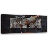 WANDBILD retro weltkarte - Grau, Textil (90/30cm) - Feeby