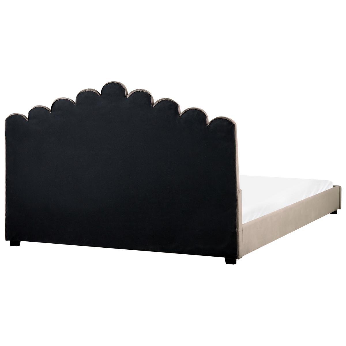 BETT mit Lattenrost 180/200 cm Taupe Vincennes - Taupe/Schwarz, Textil (180/200cm) - Beliani