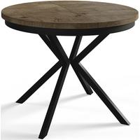 RUNDER Esszimmertisch BERGO, ausziehbarer Tisch Durchmesser: 100 cm/180 cm, Wohnzimmertisch Farbe: Grau, mit Metallbeinen in Farbe Schwarz - Dunkelbraun/Schwarz, Holzwerkstoff (100/100/76cm) - Alpi-Möbel