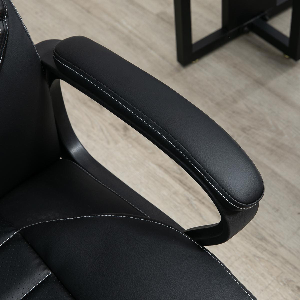 BÜROSTUHL mit Massage, Schwarz - Schwarz, Leder (64/120/74cm) - Vinsetto