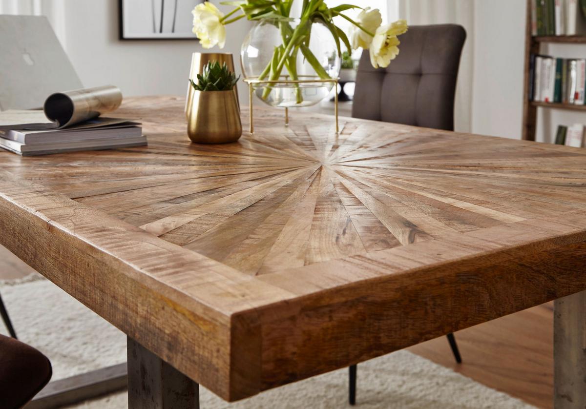 ESSTISCH Massivholz Edelstahlbeine Rustikal, Braun 200x100x76 cm - Anthrazit/Braun, Holz/Metall (100/200/76cm) - KADIMA DESIGN