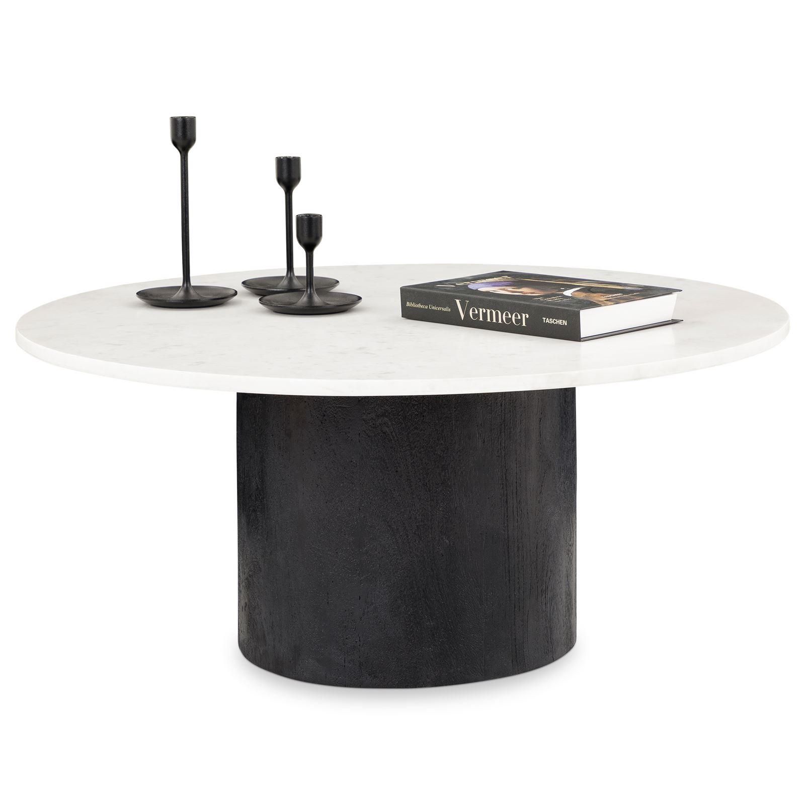 COUCHTISCH GANGA weiß/schwarz - Schwarz/Weiß, Holz/Naturmaterialen (80/80/35cm) - IDIMEX