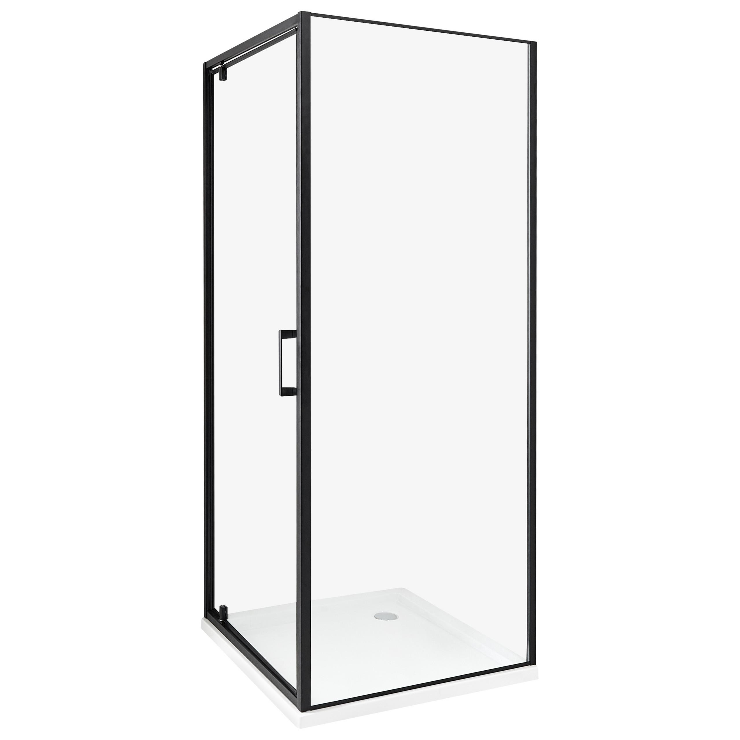 DUSCHKABINE 70/70/185 cm Schwarz Darli - Transparent/Schwarz, Glas (70/70/185cm) - Beliani