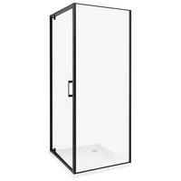 DUSCHKABINE 70/70/185 cm Schwarz Darli - Transparent/Schwarz, Glas (70/70/185cm) - Beliani