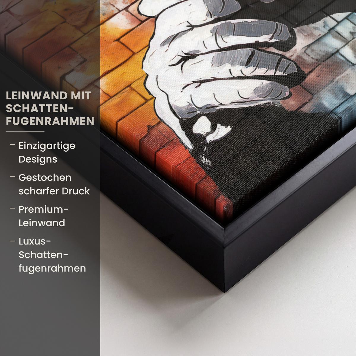 LEINWAND Bilder mit Rahmen - Affe - Graffiti - Musik - 40x30 - Multicolor, Textil (40/30cm) - MuchoWow