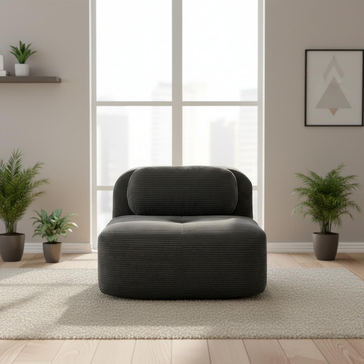 SOFAMODUL in cordstoff grau ohne armlehnen & modular - Grau, Textil (103/75/90cm) - Urban Meuble