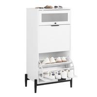 SCHUHSCHRANK Weiß - Weiß, Glas/Holzwerkstoff (59/115/40cm) - SoBuy