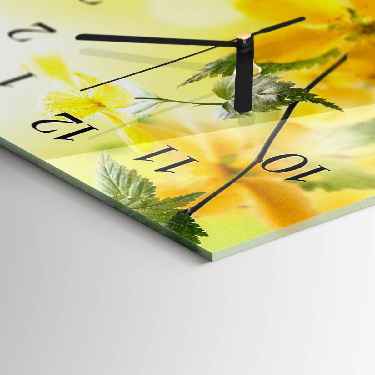 WANDUHR aus Glas 60x30 cm - Blumen - Gelb, Glas (60/30/0.4cm) - TULUP