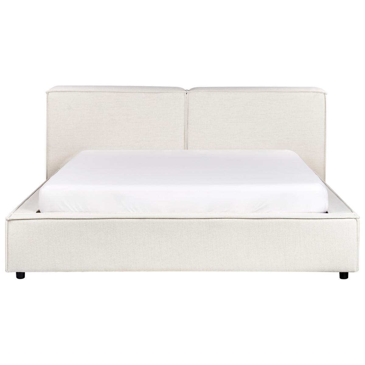 POLSTERBETT mit Lattenrost 160x200 cm Weiß Linards - Creme, Textil (160/200cm) - Beliani