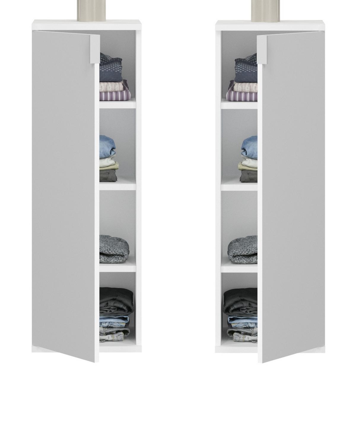 KOMMODE weiß Hochglanz 30 cm, Flurkommode Türanschlag wechselbar, Mehrzweckschrank - Chromfarben/Weiß Hochglanz, Holzwerkstoff/Kunststoff (30/99/34cm) - Inn.Furn