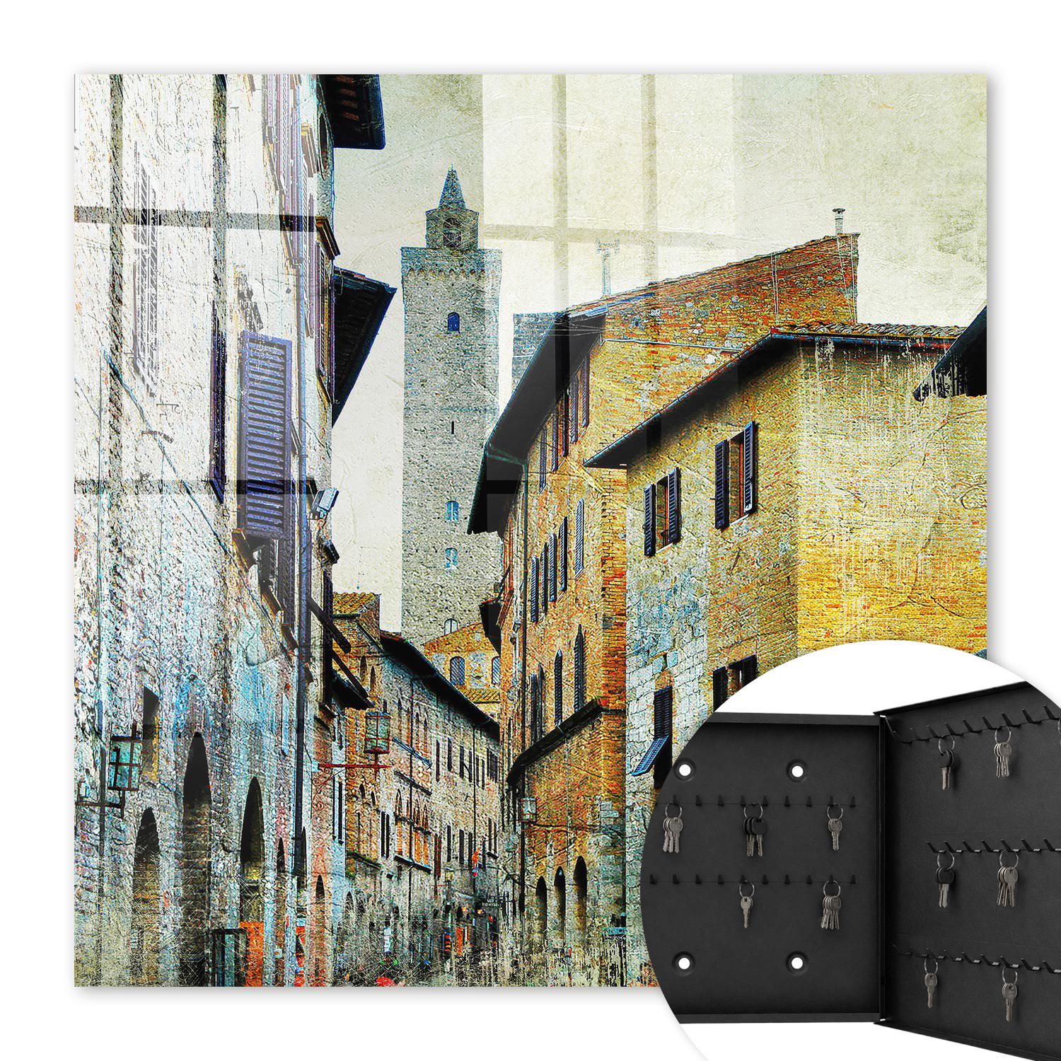 SCHLÜSSELBOX Schwarz 30x30 cm- Türöffnung nach rechts - Mittelmeerstraße - Beige, Metall (30/30/5cm) - TULUP