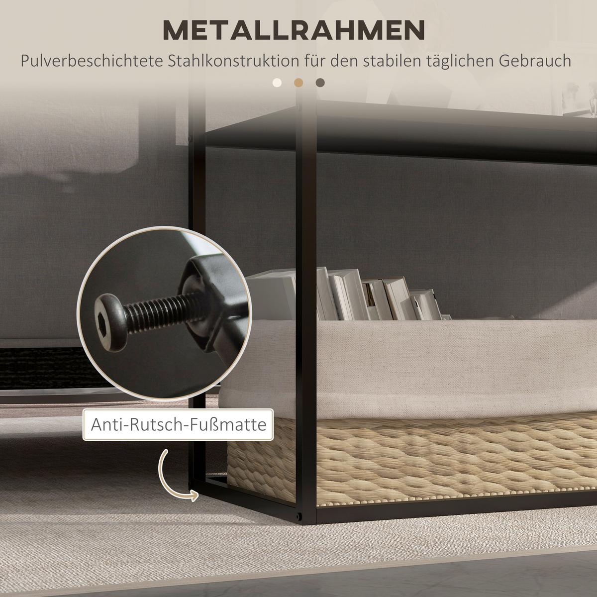 KONSOLENTISCH, 2 Etagen, 90 x 30 x 75cm - Schwarz, Metall (90/30/75cm) - HOMCOM