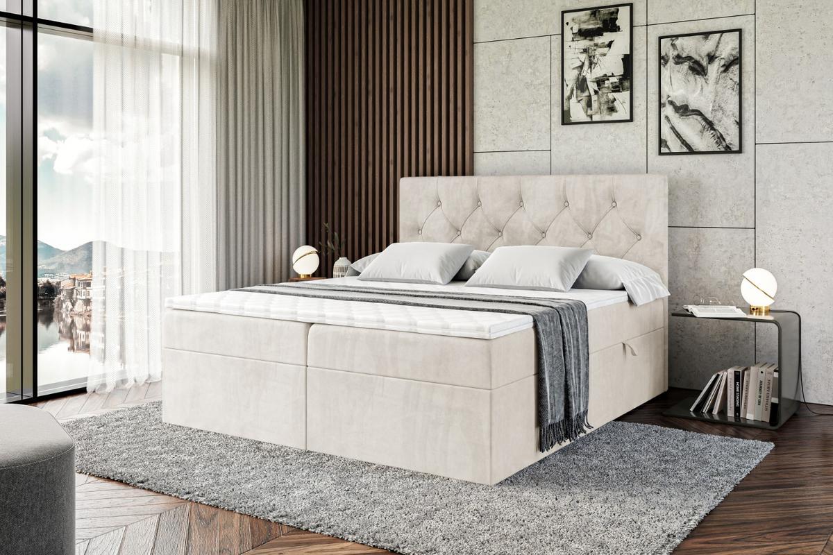 BOXBETT mit Matratze H4 und Lattenrost - MIRAGE - 140x200 - H4 - Ecru - Ecru, Holzwerkstoff (140/200cm) - ALTDECOR