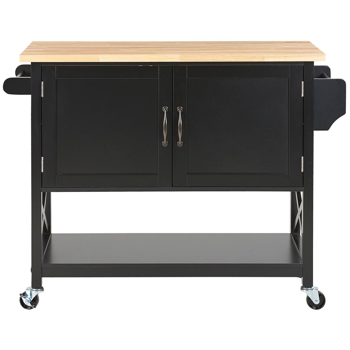 SERVIERWAGEN Schwarz Mele - Schwarz/Braun, Holz/Holzwerkstoff (102/90/44cm) - Beliani