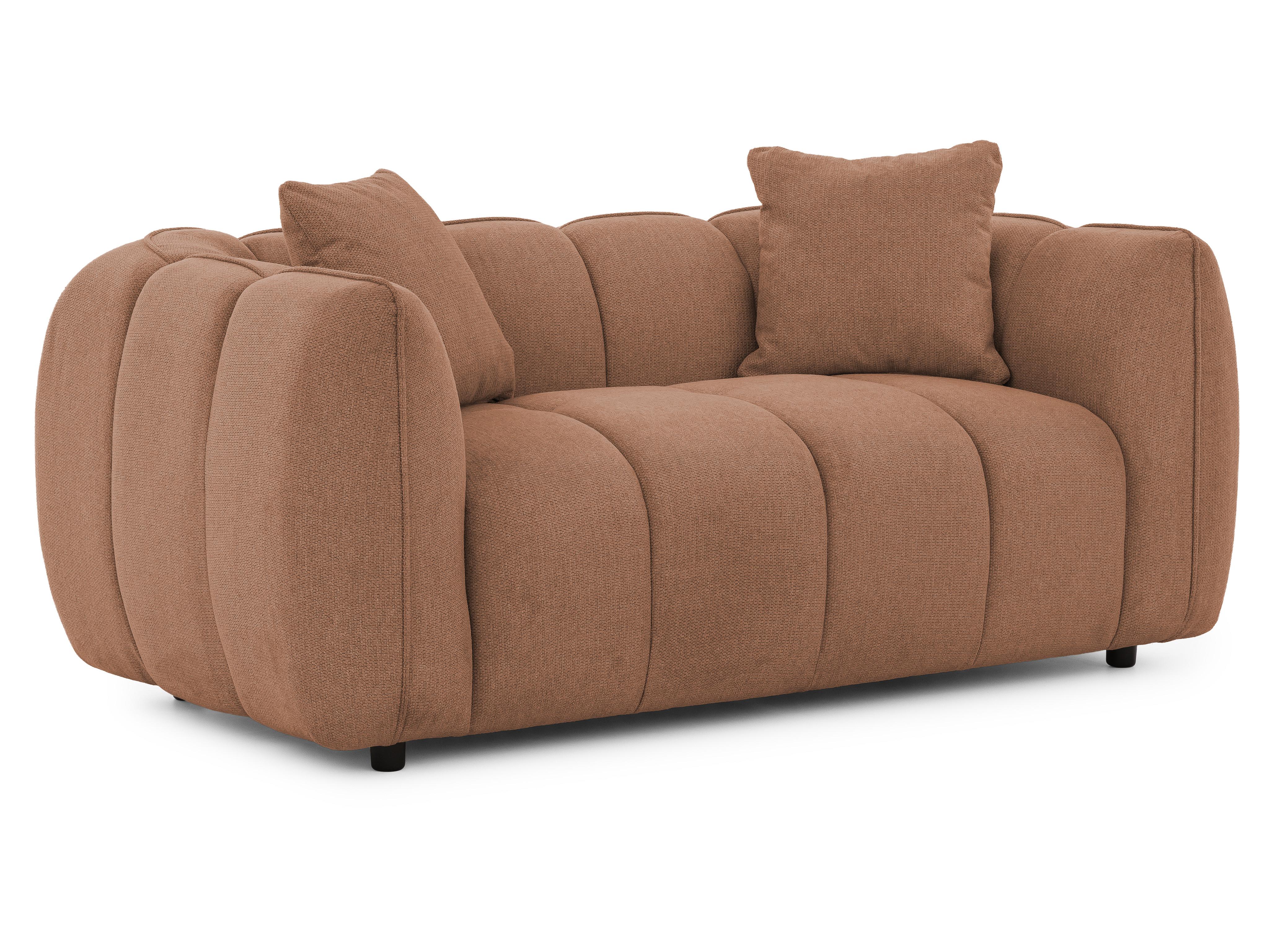 2-SITZER SOFA Nubira in tief gesteppter Bubble-Optik aus weichem Terrakotta Strukturstoff im modernen Design - Terracotta/Schwarz, Holz/Kunststoff (172/69/89cm) - S-Style Möbel