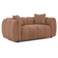 2-SITZER SOFA Nubira in tief gesteppter Bubble-Optik aus weichem Terrakotta Strukturstoff im modernen Design - Terracotta/Schwarz, Holz/Kunststoff (172/69/89cm) - S-Style Möbel
