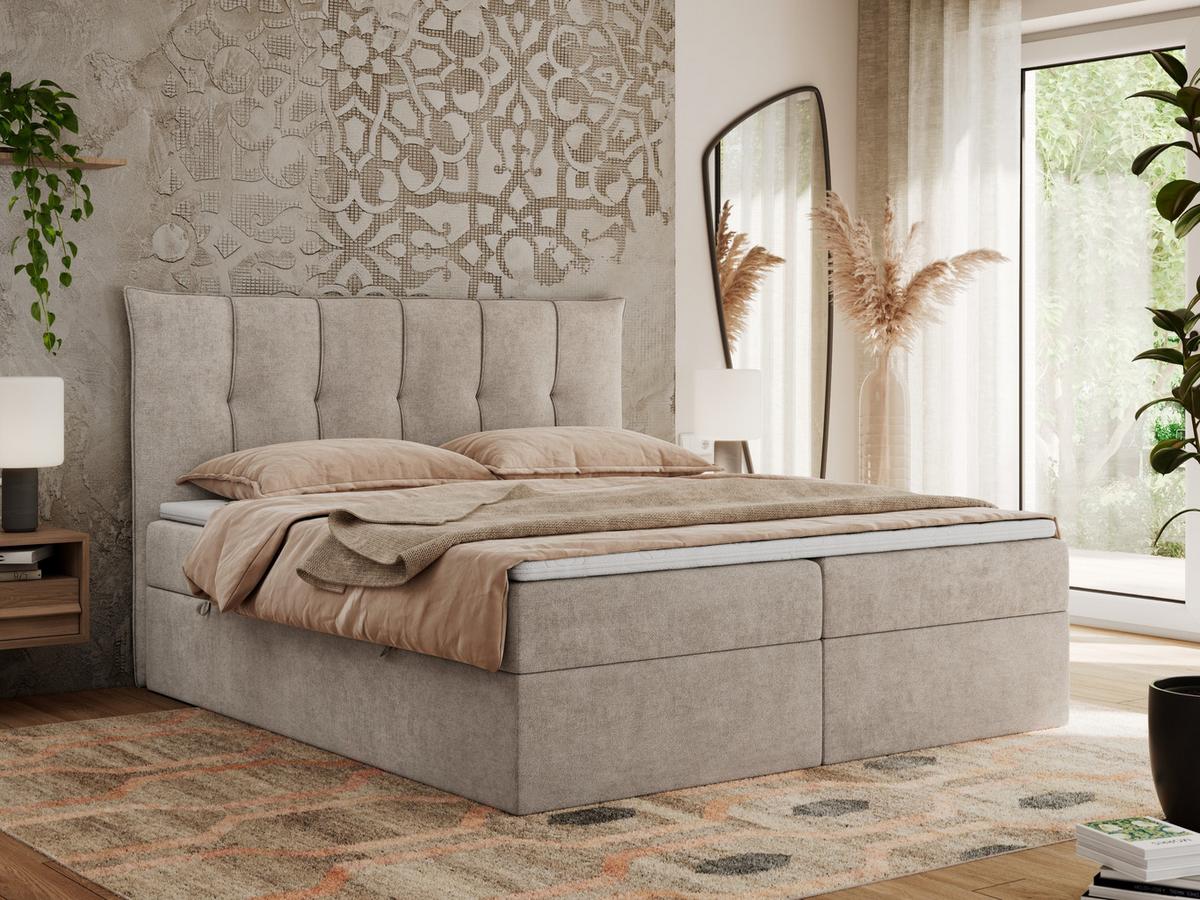 BOXBETT PREMIUM 10 140/200 Beige Struktur - H4 - Beige, Holz/Textil (140/200cm) - MKS
