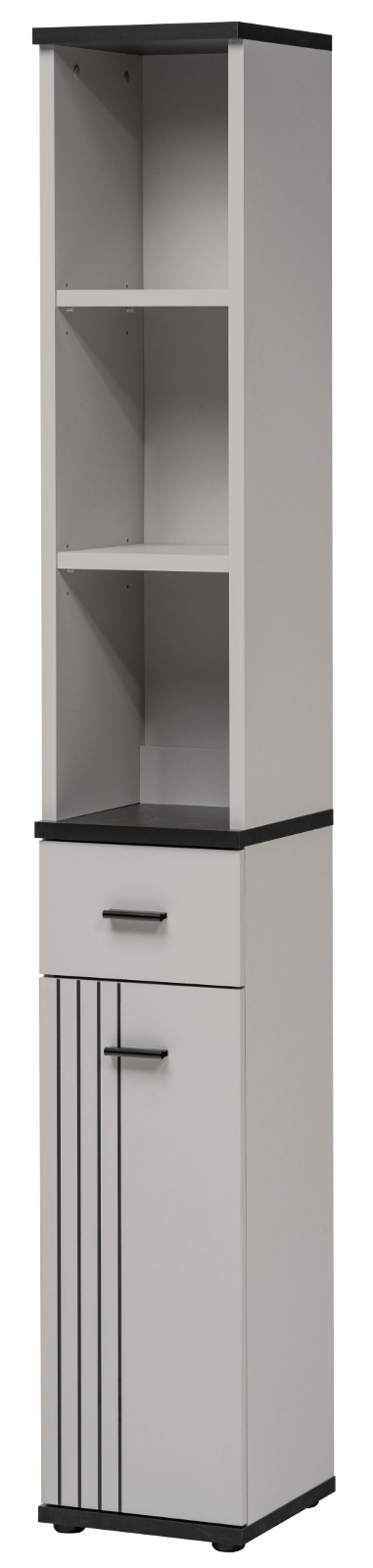 FLURKOMMODE Kaschmir, schwarz 30 cm, Flurschrank mit Regalelement - Kaschmir/Schwarz, Holzwerkstoff/Kunststoff (30/203/32cm) - Inn.Furn