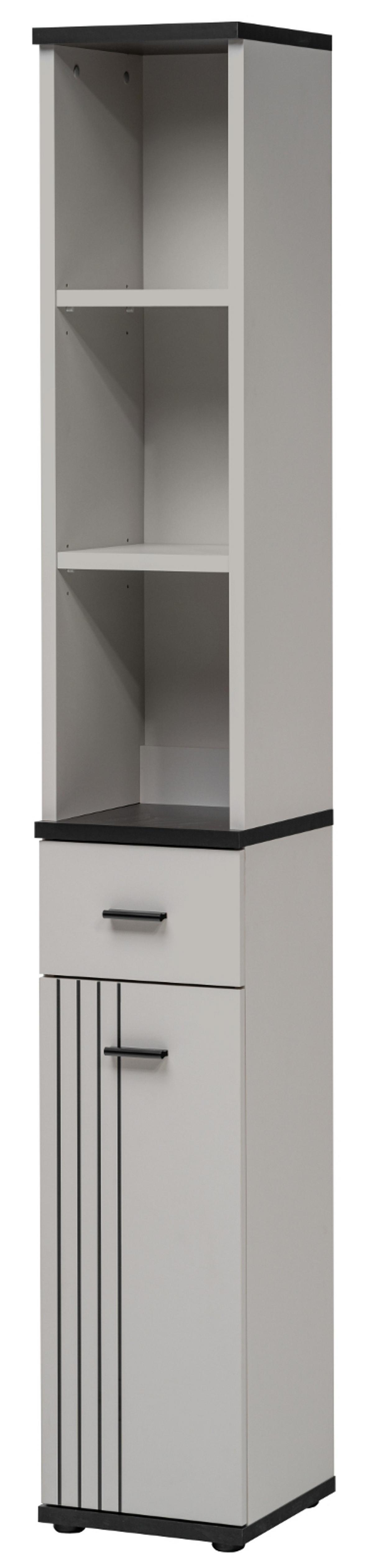 GARDEROBEN-SET Kaschmir, schwarz 6-teilig 210 cm, Flurgarderobe in modernem Desgin - Kaschmir/Schwarz, Glas/Holzwerkstoff (210/203/32cm) - Inn.Furn