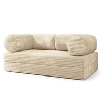 BETTSOFA ALVIO aus Schaumstoff Kordstoff Creme Schlaffunktion - Creme, Textil (170/68/80cm) - MASSENO