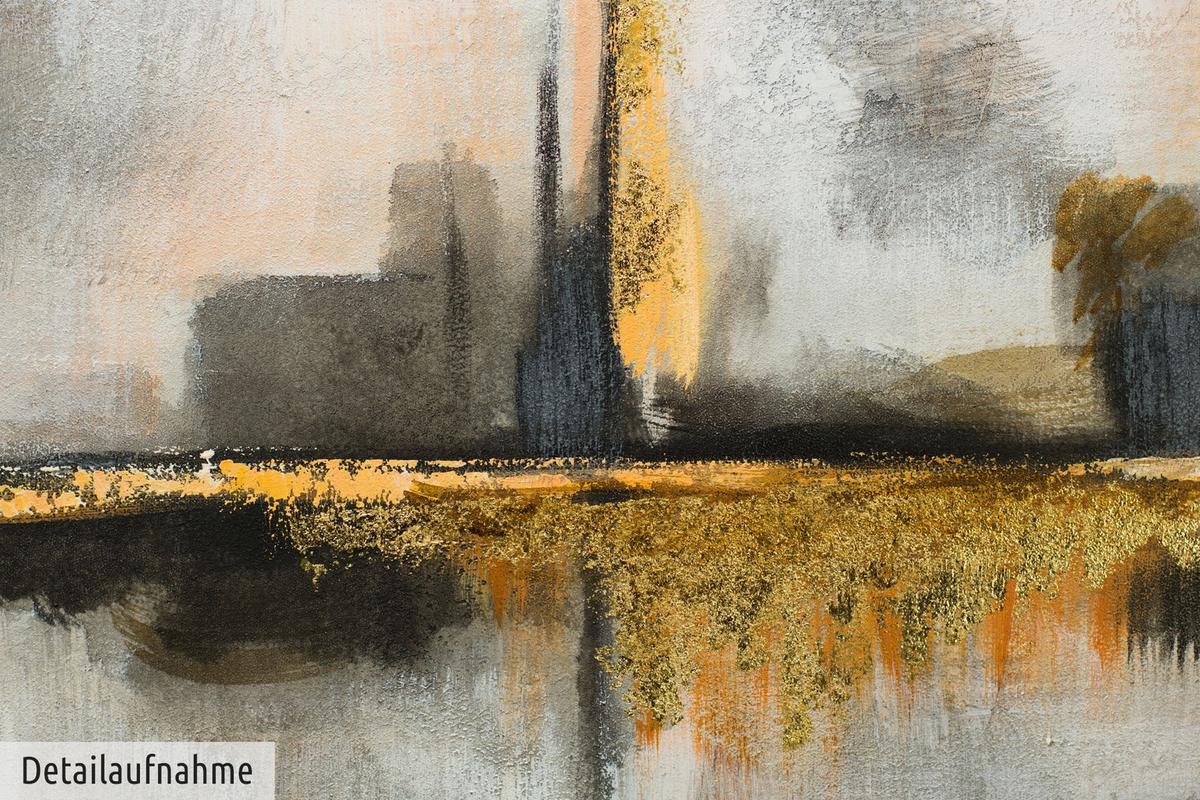 ÖLGEMÄLDE 120/60 cm - Goldfarben/Grau, Holz/Textil (120/60cm) - KUNSTLOFT