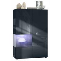 VITRINE Morena Einsatz in Schwarz Hochglanz - Schwarz Hochglanz, Holzwerkstoff (91.5/136.5/37cm) - Vladon