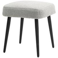 FUSSHOCKER Sitzhocker Quadratischer Schminkhocker mit Kaschmir-Optik, Stahlbeine - Hellgrau, Kunststoff (42/44/42cm) - HOMCOM