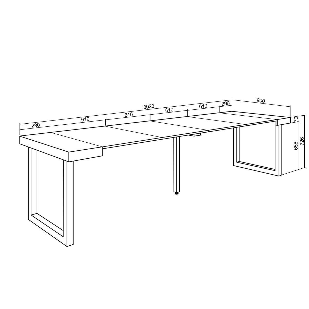 KONSOLENTISCH ausziehbar 58 bis 302cm, für 14 Gäste, zementgrau, 90/58/73cm - Grau, Holzwerkstoff (90/302/73cm) - Skraut Home