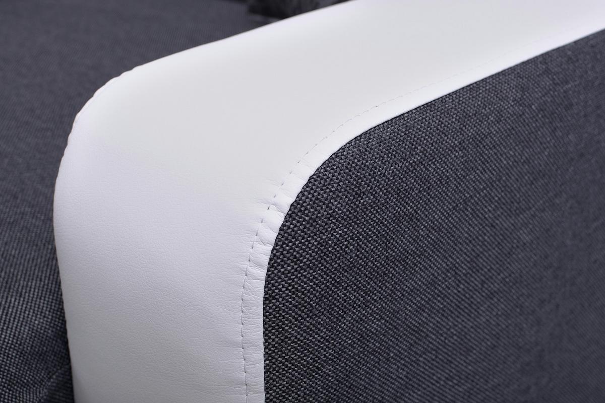 ECKSOFA MIRA Grau Geflochtener Stoff mit Schlaffunktion - Grau, Holz (263/184cm) - MASSENO