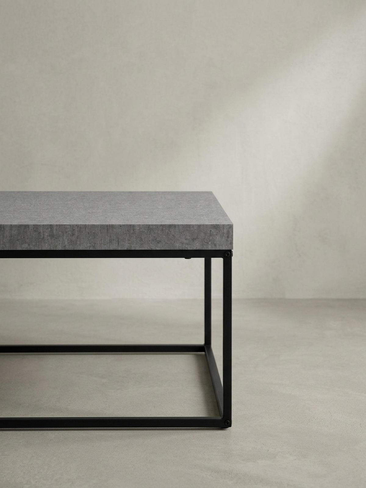 COUCHTISCH in Stein-Optik mit Metallbeinen im modernen Design, Grau 60x60x38 cm - Schwarz/Grau, Holzwerkstoff/Metall (60/60/38cm) - KADIMA DESIGN