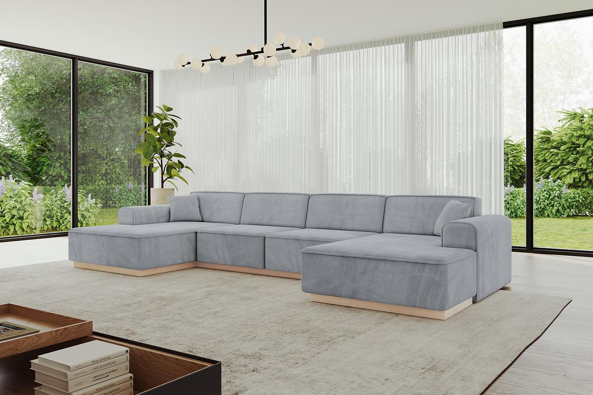 WOHNLANDSCHAFT IREA-U2 - 386x165x80 cm Grau - Titanfarben, Holzwerkstoff/Textil (386/80/165cm) - ALTDECOR