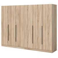 KLEIDERSCHRANK Eiche Sonoma 6-türig 240 x 181 cm, Drehtürenschrank mit zusätzlichen Einlegeböden - Eichefarben/Schwarz, Holzwerkstoff/Kunststoff (240/181/52cm) - Inn.Furn