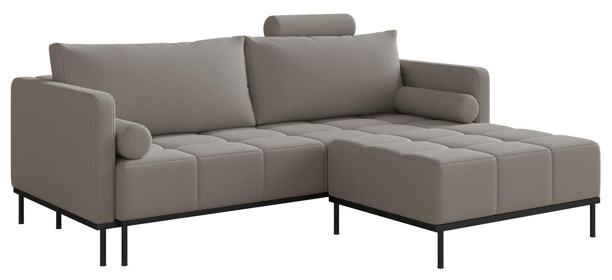 SCHLAFSOFA Skilia mit Schlaffunktion, 3-Sitzer 224 cm - Schwarz/Grau, Textil/Metall (224/85/102cm) - Selsey