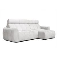 ECKSOFA KIMI 3-Sitzer, ausziehbarer Sitz, verstellbare Kopfstützen, cremefarben - Creme/Schwarz, Holzwerkstoff/Textil (270/160cm) - Wozimo