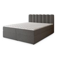 BOXBETT SOLIA 160x200 cm mit Matratze und Topper, H2+H3 - Grau - Grau, Holz (160/200cm) - MASSENO