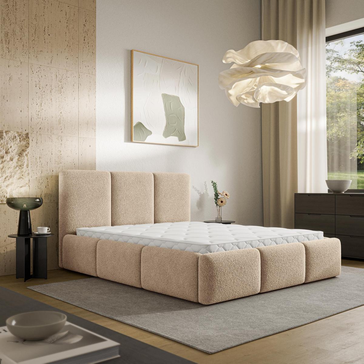 POLSTERBETT ARSIL 140x200 cm mit Bettkästen - Beige - Beige, Holz/Textil (140/200cm) - MASSENO