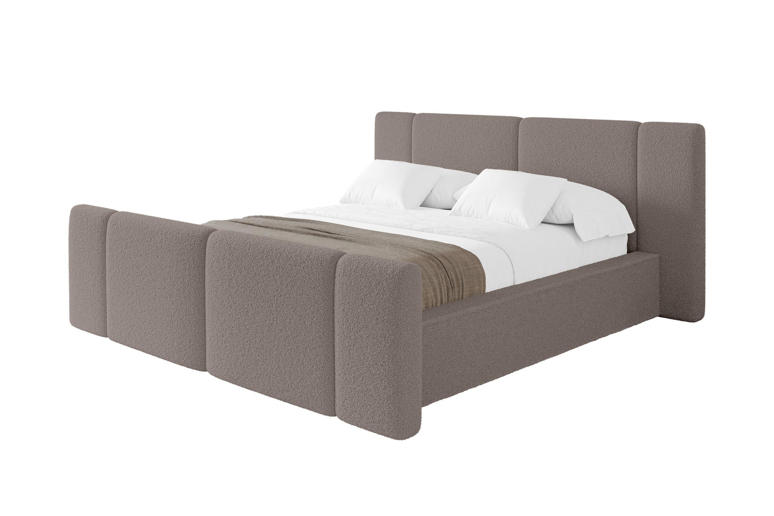 POLSTERBETT mit Bettkasten, Fußteil und Lattenrost, Bett mit Matratze H3/H4 - RIVO-Z 180x200 Braun - Braun, Holzwerkstoff/Textil (180/200cm) - ALTDECOR